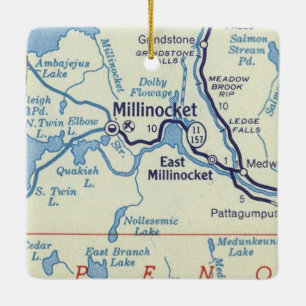 Millinocket ME Vintage Karte Keramikornament