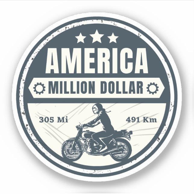 Million Dollar Autobahn Colour Motorrad-Reise Aufkleber (Vorderseite)