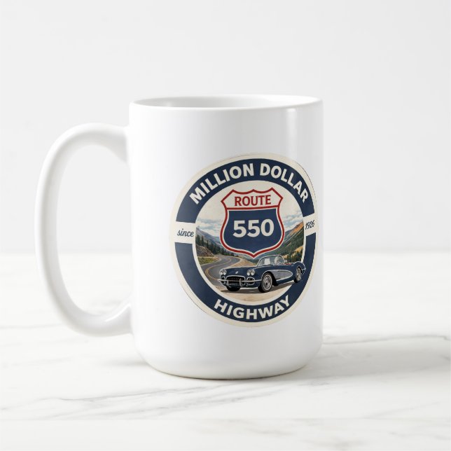 Million Dollar Highway Route 550 Oldtimer-Geschenk Kaffeetasse (Links)