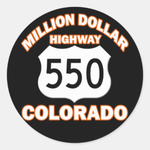 MILLION DOLLAR-LANDSTRASSE COLORADO 550 RUNDER AUFKLEBER