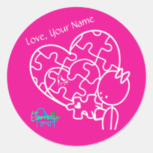 Million Piece Jigsaw Pink Customized Runder Aufkleber