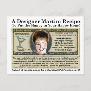 Millionaire Martini Joke Recipe Postcard Postkarte