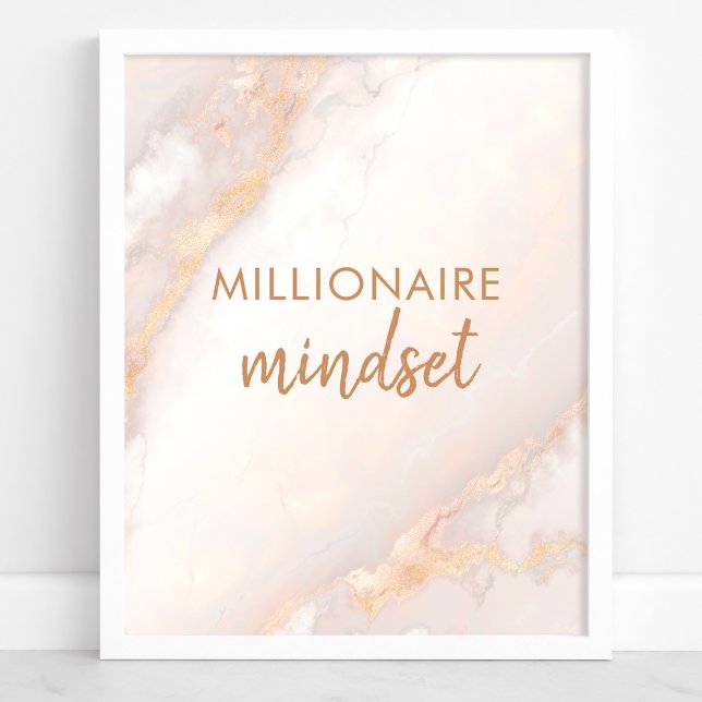 Millionär Mindset Peach Gold Marmorquote Poster (Von Creator hochgeladen)