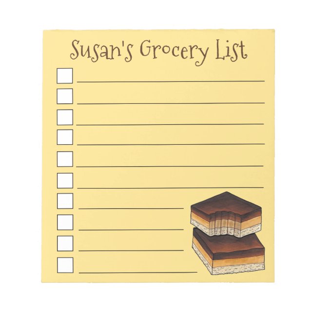 Millionär's Shortbread British Bake Grocery List Notizblock (Vorderseite)