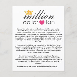 Millionen Dollar Tan's Cabana Tan Card Vertikal Flyer