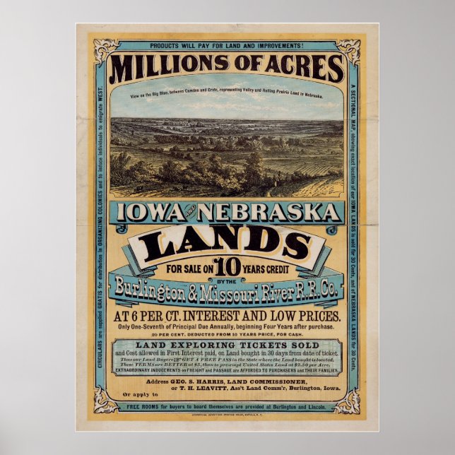 Millionen Hektar. Iowa und Nebraska Poster (Vorne)