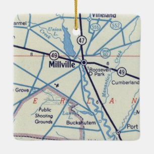 Millville NJ 50's Map Keramikornament