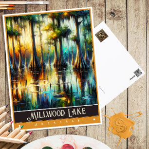 Millwood Lake, Arkansas Vintage Gemälde Postkarte