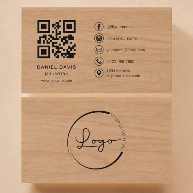 Millwork Holz Professional QR Code Visitenkarte (Von Creator hochgeladen)