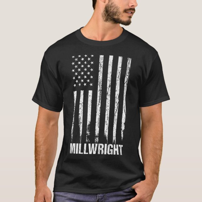Millwright American Flag Prämie  T-Shirt (Vorderseite)