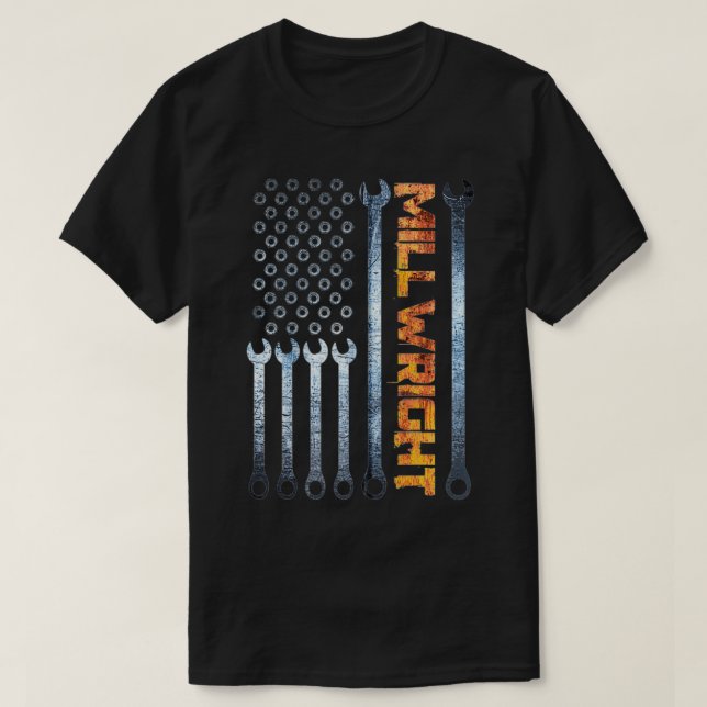 Millwright Tools Patriotic American Flag Millwrigh T-Shirt (Design vorne)