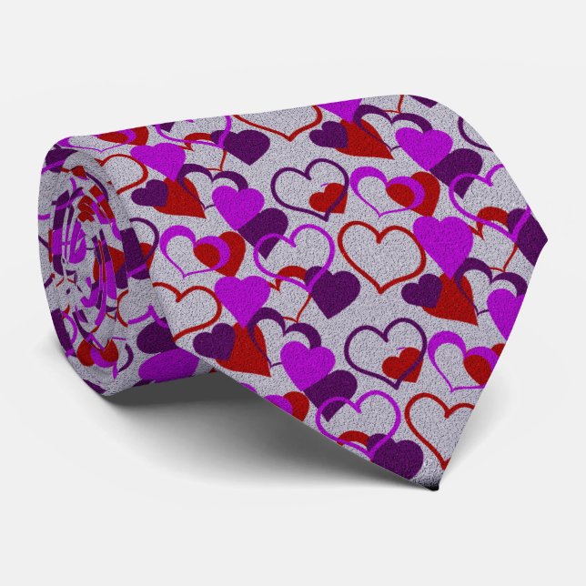 Milo Dale Hearts and Grey Men's Necktie Krawatte (Gerollt)