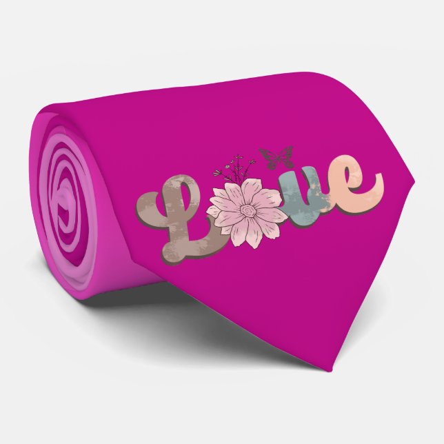 Milo Dale Liebe Blume Lila Men's Necktie Krawatte (Gerollt)