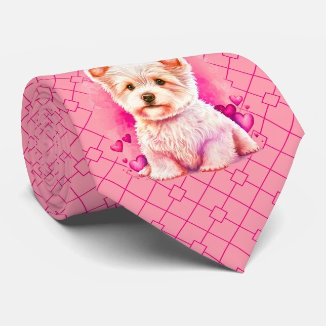 Milo Dale Pink auf Pink Puppy Liebe Necktie Krawatte (Gerollt)