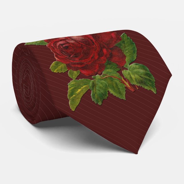 Milo Dale Rose Maroon Stripped Men's Necktie Krawatte (Gerollt)