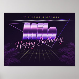 Milo Name Vorname lila retro Poster Geburtstag
