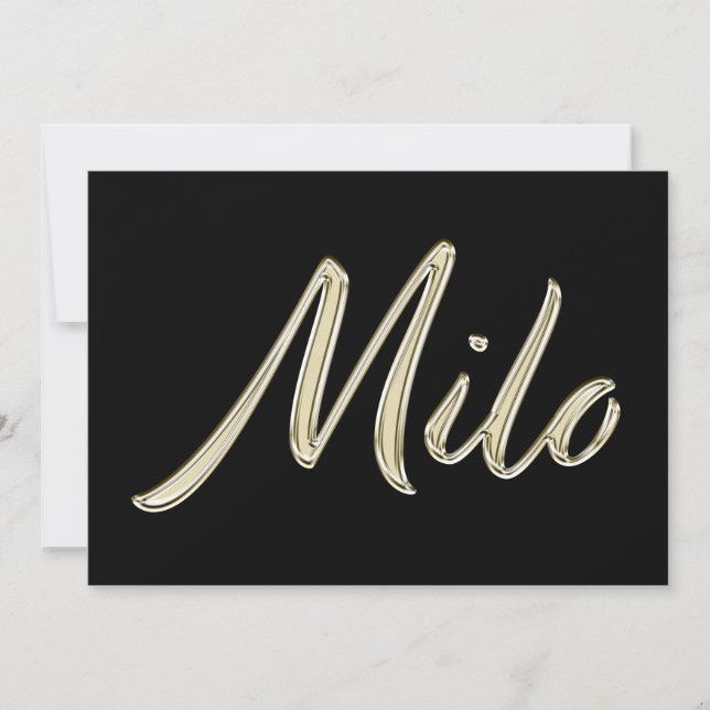 Milo Name white gold Handwriting Karte (Vorderseite)