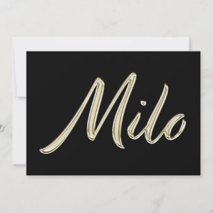 Milo Name white gold Handwriting Karte