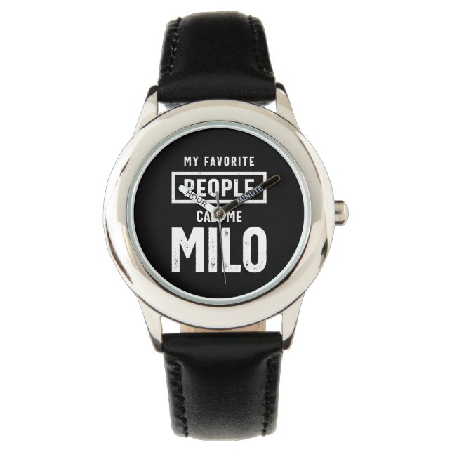 Milo Personalisiert Name Geburtstagsgeschenk Armbanduhr (Vorderseite)