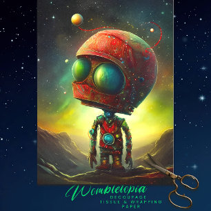 Milo the Cosmic Spaceman Explorer Decoupage Seidenpapier