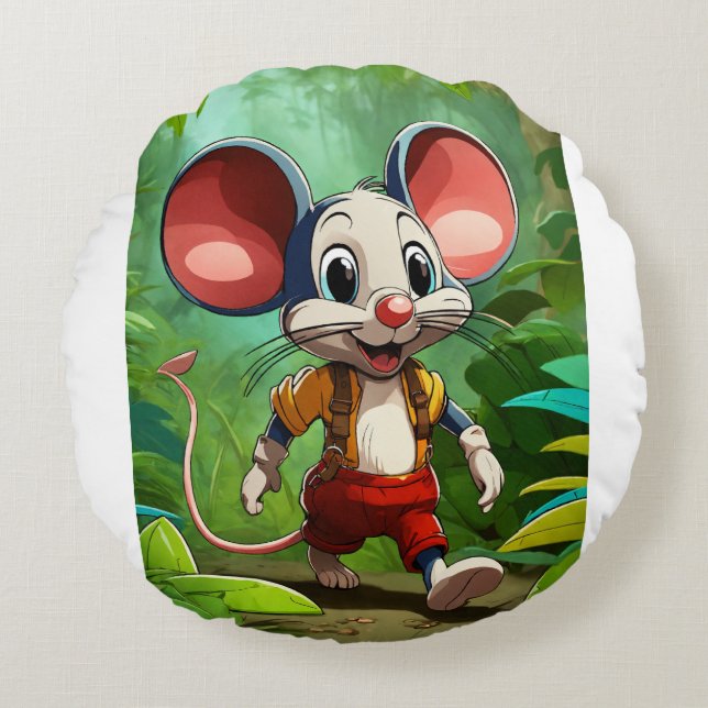 Milo the Jungle Mouse Rundes Kissen (Vorderseite)