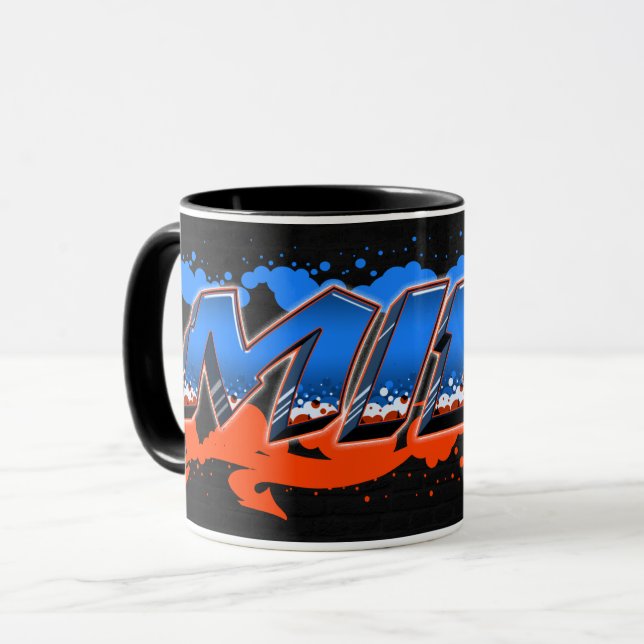 Milo Vorname Name Graffiti blue orange Tasse (Vorderseite Links)