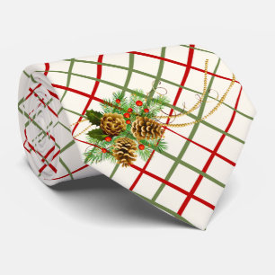 Milo Weihnachten Stechpalme und Zapfen Krawatte