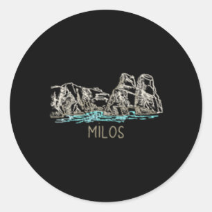 Milos Greece Hand Drawn Runder Aufkleber