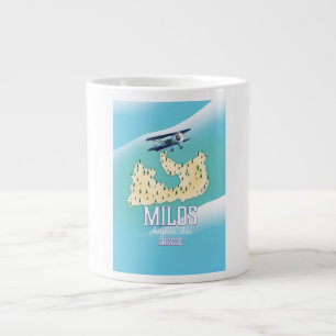 Milos, griechische Insel Karte Reiseplakatkunst. Jumbo-Tasse