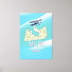 Milos, griechische Insel Karte Reiseplakatkunst. Leinwanddruck