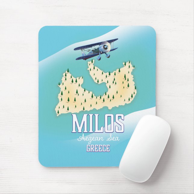 Milos, griechische Insel Karte Reiseplakatkunst. Mousepad (Mit Mouse)