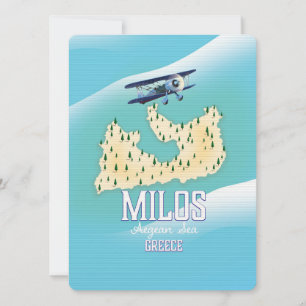 Milos, griechische Insel Karte Reiseposter Kunst.