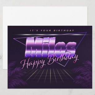 Milos Name Vorname lila retro Karte Geburtstag