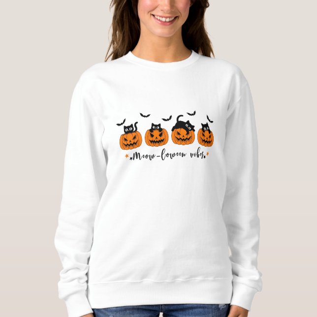 Miloween Vibes-Quirky Cats, Pumpkins Halloween Sweatshirt (Vorderseite)