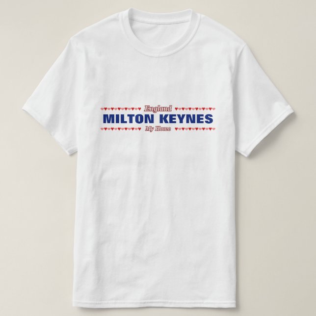 MILTON KEYNES - mein Zuhause - England; Herzen T-Shirt (Design vorne)