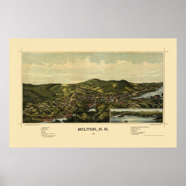 Milton, NH Panoramic Map - 1888 Poster (Vorne)