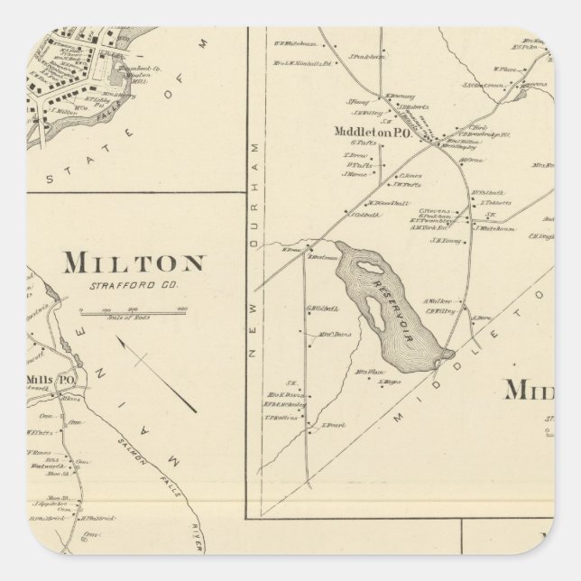 Milton, Strafford Co Quadratischer Aufkleber (Vorderseite)