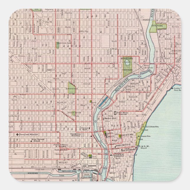 Milwaukee 2 quadratischer aufkleber (Vorderseite)