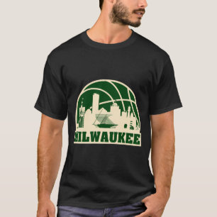 Milwaukee Basketball Milwaukee-Stadtansicht T-Shir T-Shirt