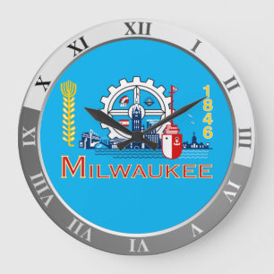 Milwaukee flag Large Clock Große Wanduhr
