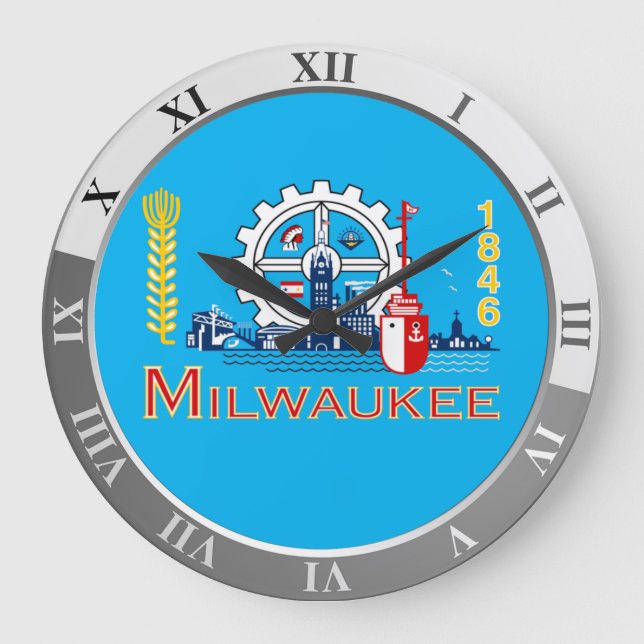 Milwaukee flag Large Clock Große Wanduhr (Vorderseite)