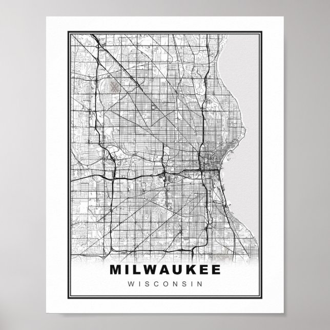 Milwaukee Karte Poster (Vorne)