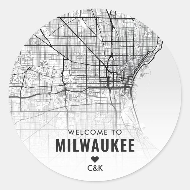 Milwaukee, Minnesota City Map | Begrüßung Runder Aufkleber (Vorderseite)