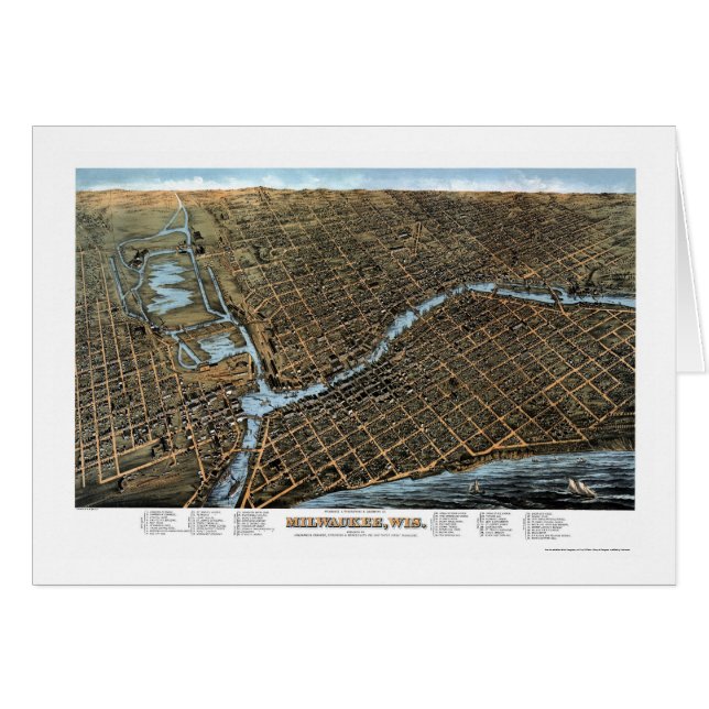 Milwaukee, panoramische Karte WI - 1872 (Vorderseite (Horizontal))