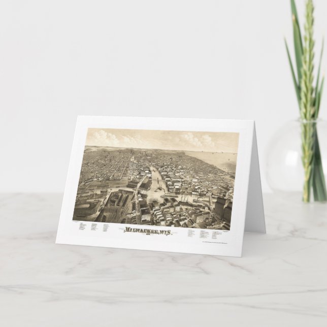 Milwaukee, panoramische Karte WI - 1879 (Vorderseite)