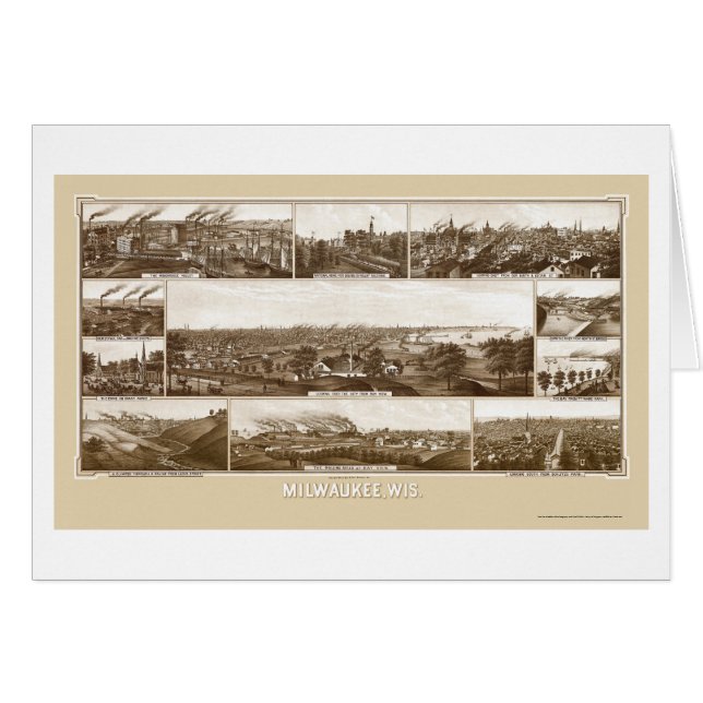 Milwaukee, panoramische Karte WI - 1882 (Vorderseite (Horizontal))