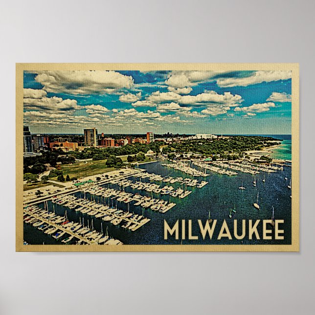 Milwaukee Poster Vintage Travel Skyline Wisconsin (Vorne)