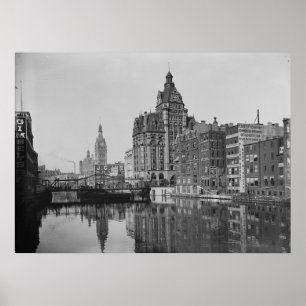 Milwaukee River und Dowtown Poster