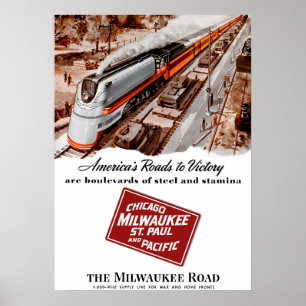 Milwaukee Road Werbeplakat aus dem Zweiten Weltkri Poster