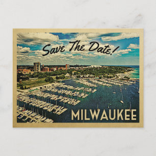 Milwaukee Save the Date Vintag Wisconsin Postcard Ankündigungspostkarte